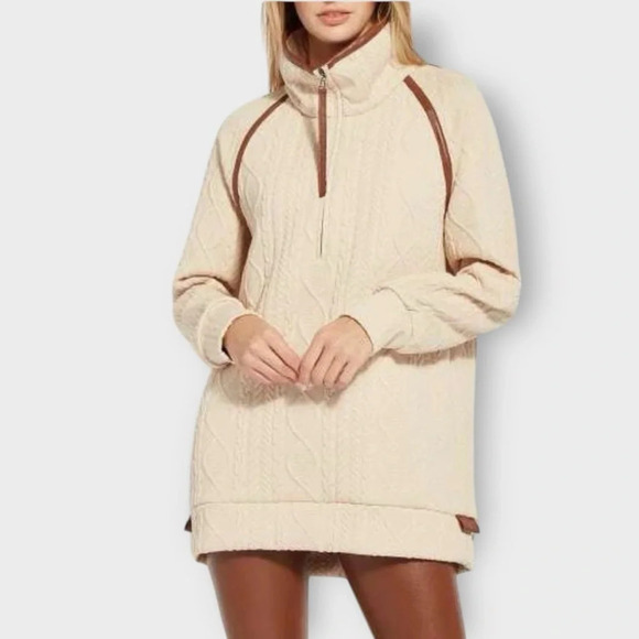 Lysse Marian Quilted Oversized Pullover Sweaters & Knits in White Oak Size XS - Picture 1 of 13